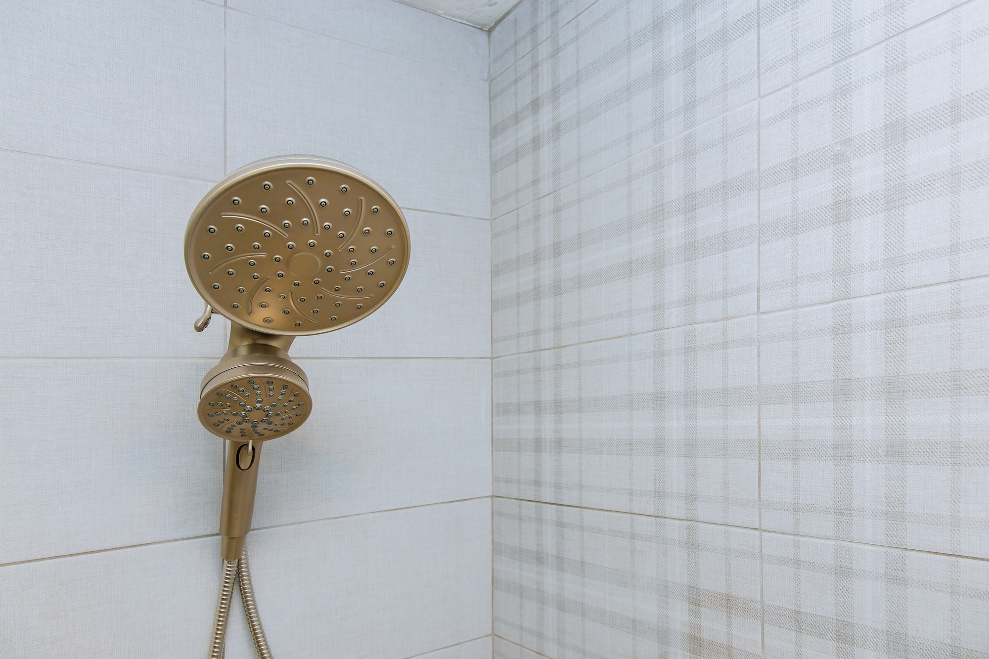 Close up of shower head cubicle in the modern bathroom